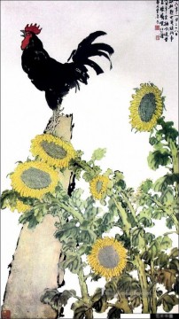  blumen - Xu Beihong Hahn und Sonnenblumen Kunst chinesische